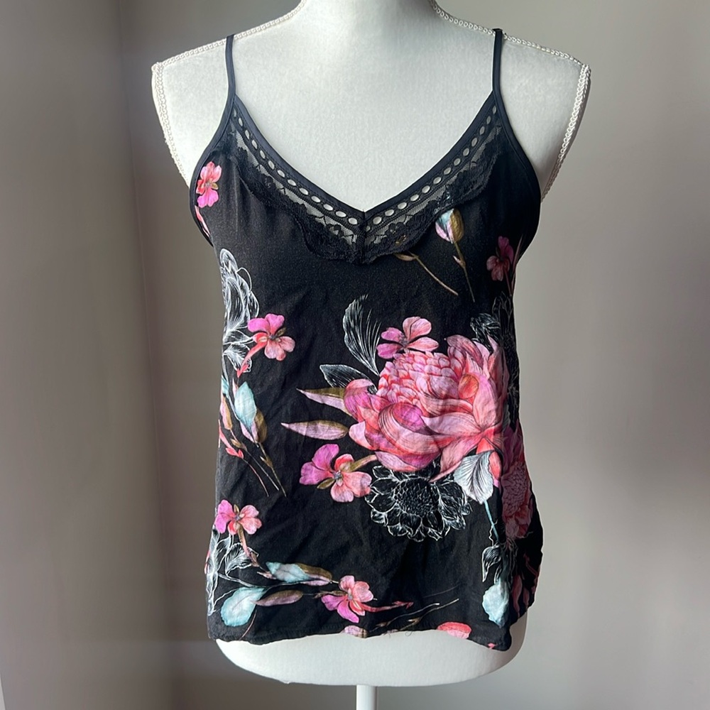 Love To Lounge Floral Print Lace Trim Cami